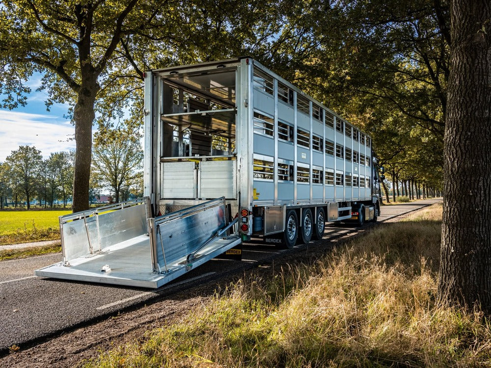 Trailer hitched behind a pickup truck